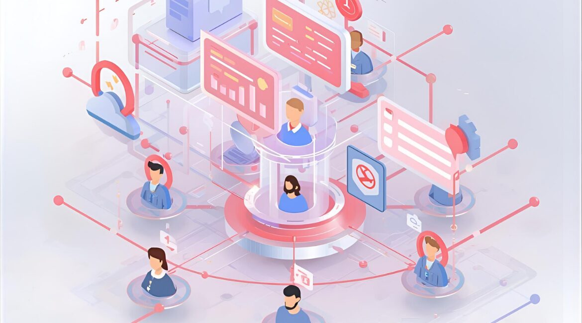 Team communication software interface showing collaboration features, workflow automation, and productivity tools.